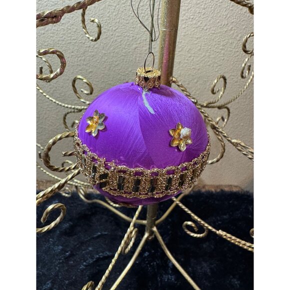 West Germany Koestel Christmas Ornament Purple And Gold Trimmings - Picture 5 of 7